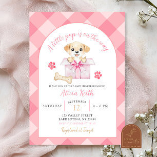 Invitation Baby shower rose En vichy chiot