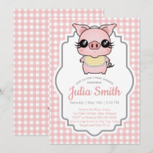 Invitation Baby shower rose En vichy rose