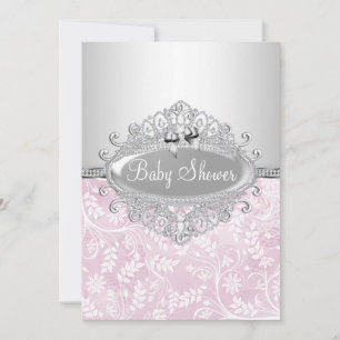 Invitation Baby shower rose et argent