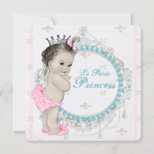 Invitation Baby Shower Rose et Bleu Sarcelle