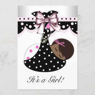 Invitation Baby Shower Rose et Noir