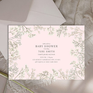 Invitation Baby shower rose floral du souffle du bébé