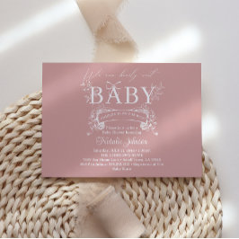 Invitation Baby shower rose floral vintage intemporel