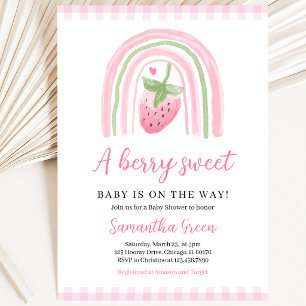 Invitation Baby Shower Rose Fraise
