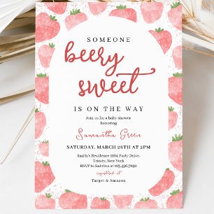 Invitation Baby Shower Rose Fraise