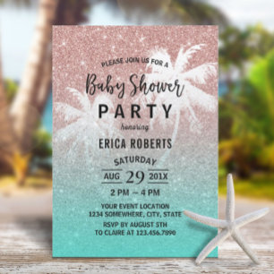 Invitation Baby shower Rose Gold Parties scintillant Tropical