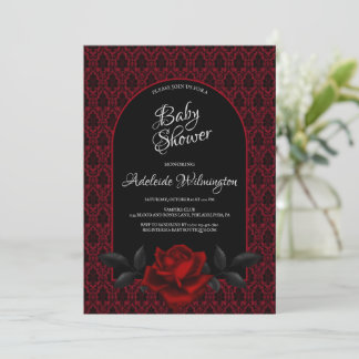 Invitation Baby shower Rose gothique foncé