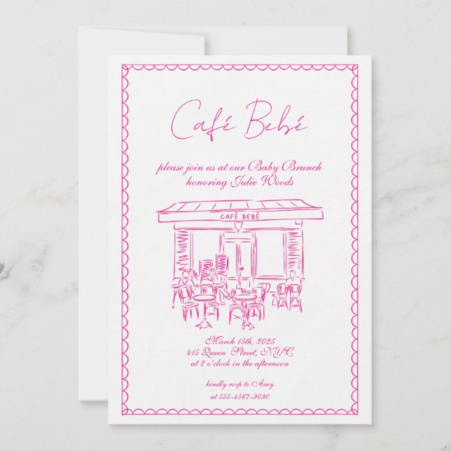 Invitation Baby shower rose | Invitation Brunch (Devant)