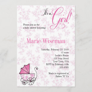 Invitation Baby shower rose Invitationas de landau