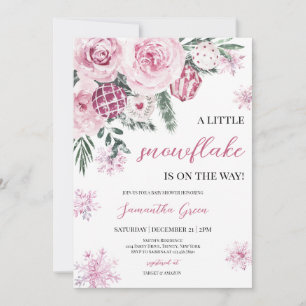 Invitation Baby shower rose Little Snowflake