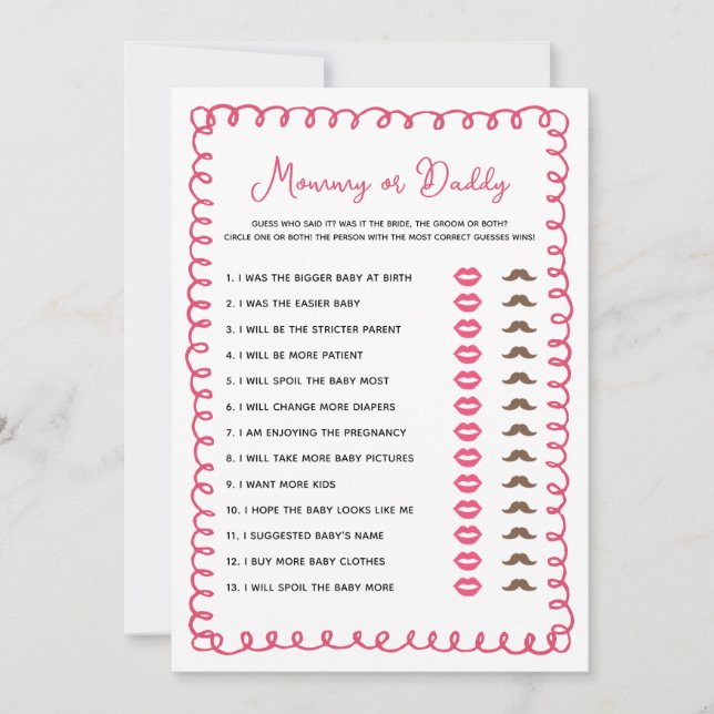 Invitation Baby shower rose main bébé maman ou papa (Devant)