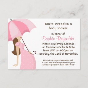 Invitation Baby shower rose maman moderne - Fille