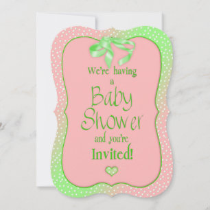 INVITATION baby shower - ROSE/MINT VERT/POLKA DOT