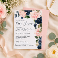Baby Shower Rose Navy Floral Cascade