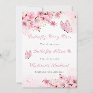 Invitation Baby shower rose papillon