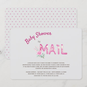 Invitation Baby shower rose par courrier pour filles