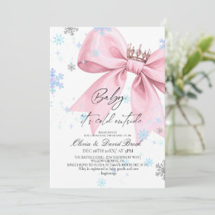 Invitation Baby Shower Rose Pastel Hiver