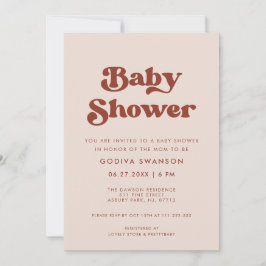 Invitation Baby shower rose Peach élégant et rétro