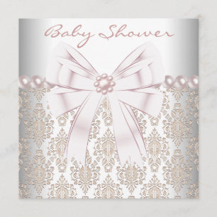 Invitation Baby shower rose Pearl Damask
