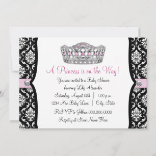 Invitation Baby shower rose princesse noire