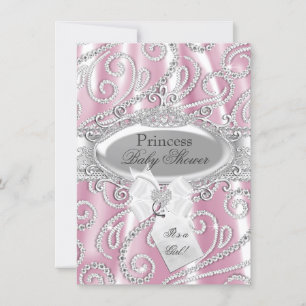 Invitation Baby shower rose princesse Sparkle Diamond Invitat
