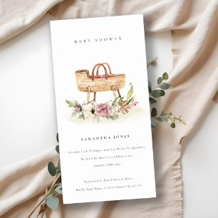 Invitation Baby shower rose rose pépinière