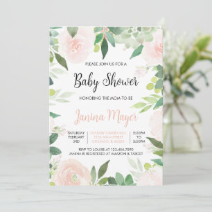 Invitation Baby shower rose Succulent