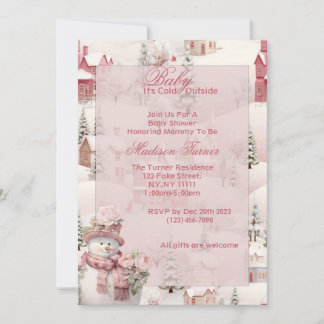 Invitation Baby shower rose - Thème d'hiver