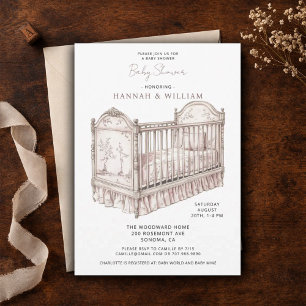 Invitation Baby Shower Rose Toile