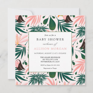 Invitation Baby Shower Rose Tropical
