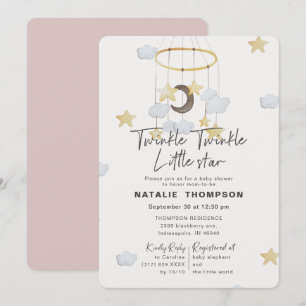 Invitation Baby shower rose Twinkle Little Star