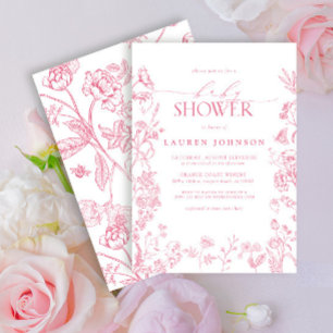 Invitation Baby shower rose victorien floral élégant
