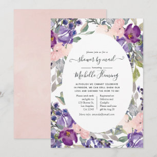 Invitation Baby shower rose, violet et prune par courrier