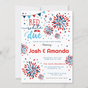 Invitation Baby shower rouge blanc et 4 juillet