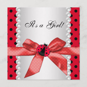Invitation Baby shower rouge de coccinelle