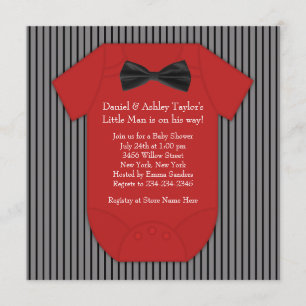 Invitation Baby shower rouge et noir de filet