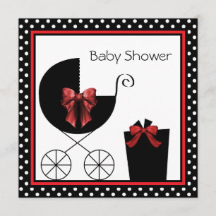 Invitation Baby shower rouge et noir doux