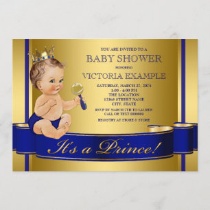 Invitation Baby shower Royal Blue Gold
