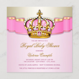 Invitation Baby shower royal des filles roses