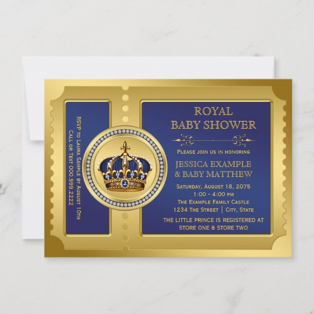 Invitation Baby shower royal des garçons (Devant)