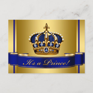 Invitation Baby shower royal du Prince héritier bleu et or