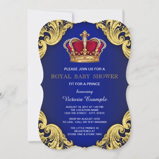 Invitation Baby shower Royal Fancy Prince (Dos)