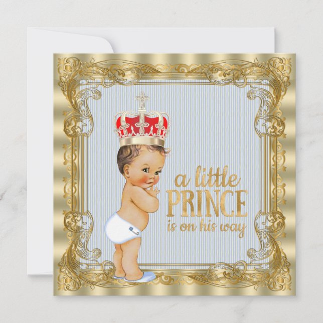 Invitation Baby shower Royal Prince Bleu Bleu Bleu (Devant)