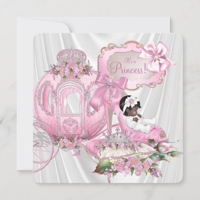 Invitation Baby shower Royal Princess d'Amérique africaine (Devant)