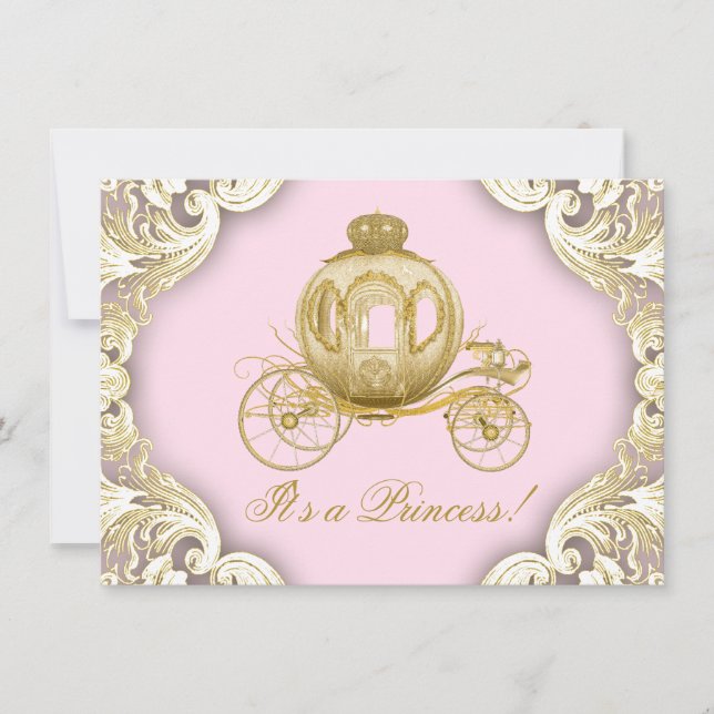 Invitation Baby shower Royal Princess Rose and Gold (Devant)