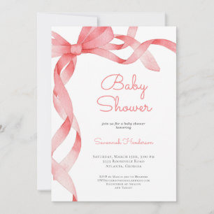 Invitation Baby Shower Ruban Rose