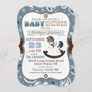 Invitation Baby shower Russe de Cowboy Western Rocking Horse