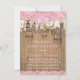 Invitation Baby shower Russe de Lace Mason Jar