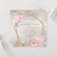 Baby shower Rustic Blush Rose Gold Tea Party