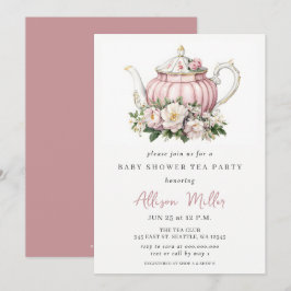 Invitation Baby shower Rustic Blush Rose Gold Tea Party